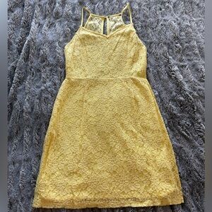 Forever 21 Yellow Lace Sheer Backed Dress